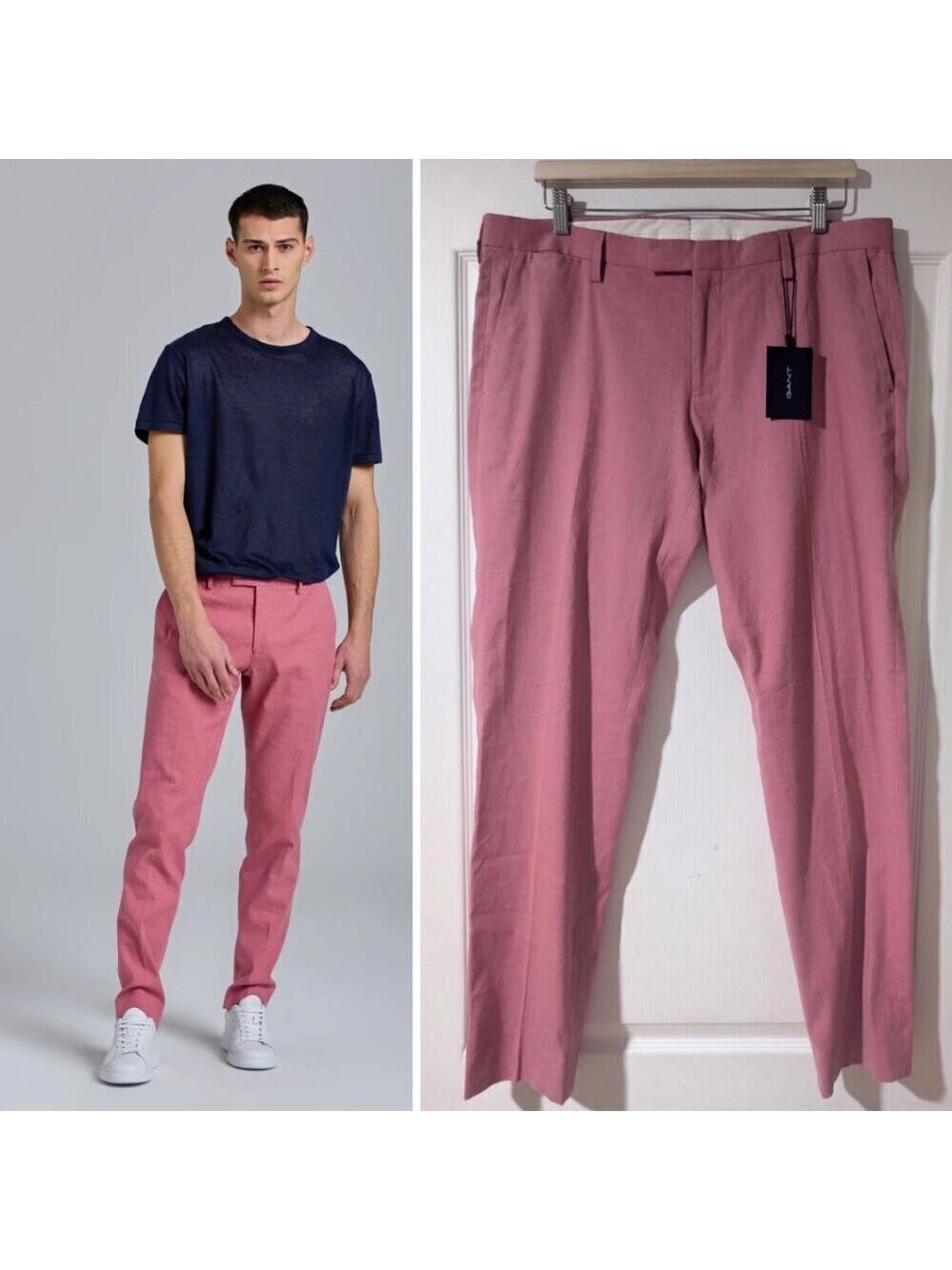 Gant | Stretch Linen Suit Pants In Blush Pink